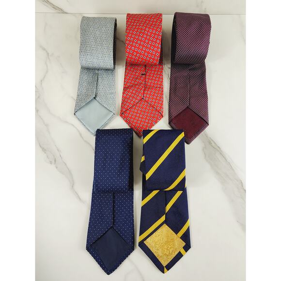 Lot High End Ties Men Hermes Paul Stuart Huntsman Turnbull & Asser Dunhill x5 - Picture 1 of 16